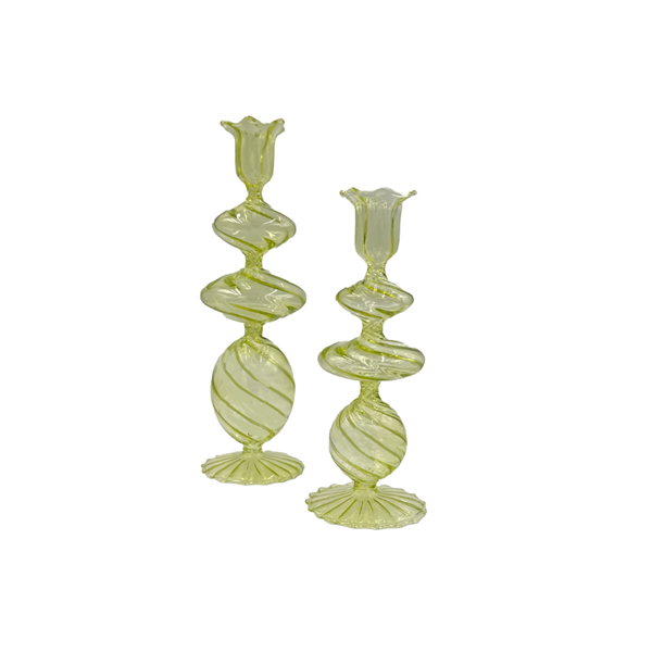 Swirl Candlestick- Large Green