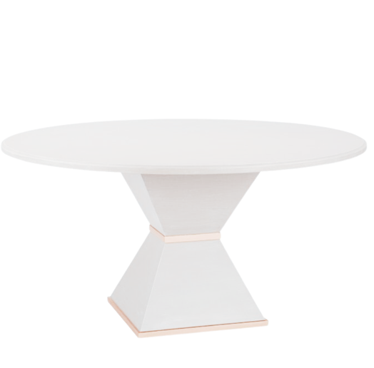 60" Round Dining Table- Shell White with Gold Accents