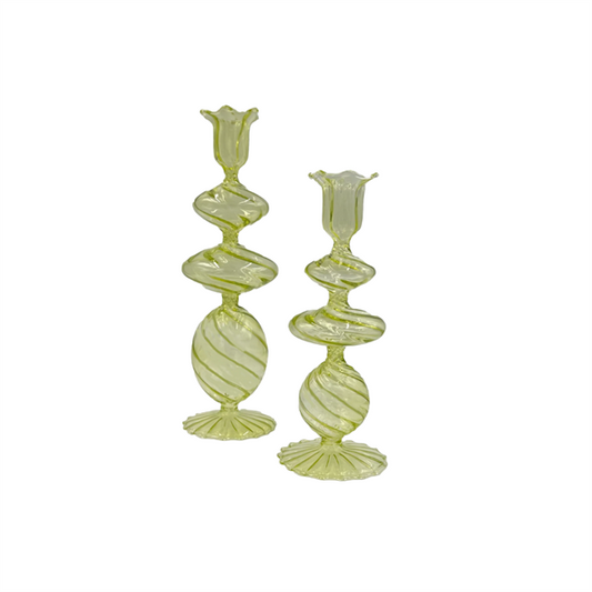 Swirl Candlestick- Large Green